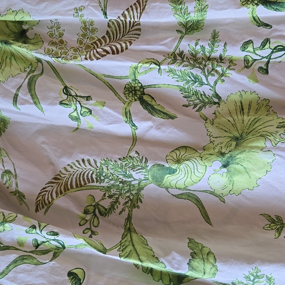 Talbots White Midi Dress with Green and Brown Leaf Print - Picture 5 of 8